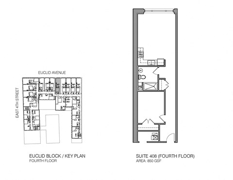 Floor plan for 1 bed, 1 bath, 776 sqft